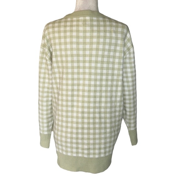 JOIE Green Gingham Checker Plaid Gold Button Front Cardigan - M - Picture 6 of 12